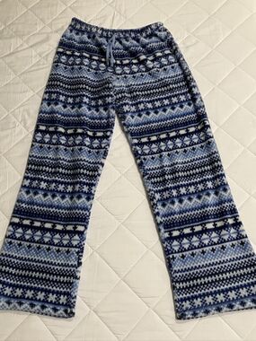 Cozy Blue Fair Isle Fleece Pajama Pants